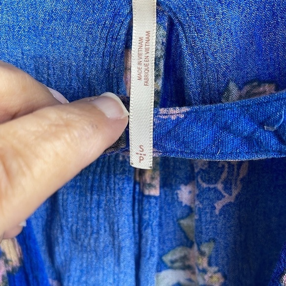 Free People Floral Sleeveless keyhole Tunic Top/Mini Dress women’s Sz S , Blue - Picture 4 of 16